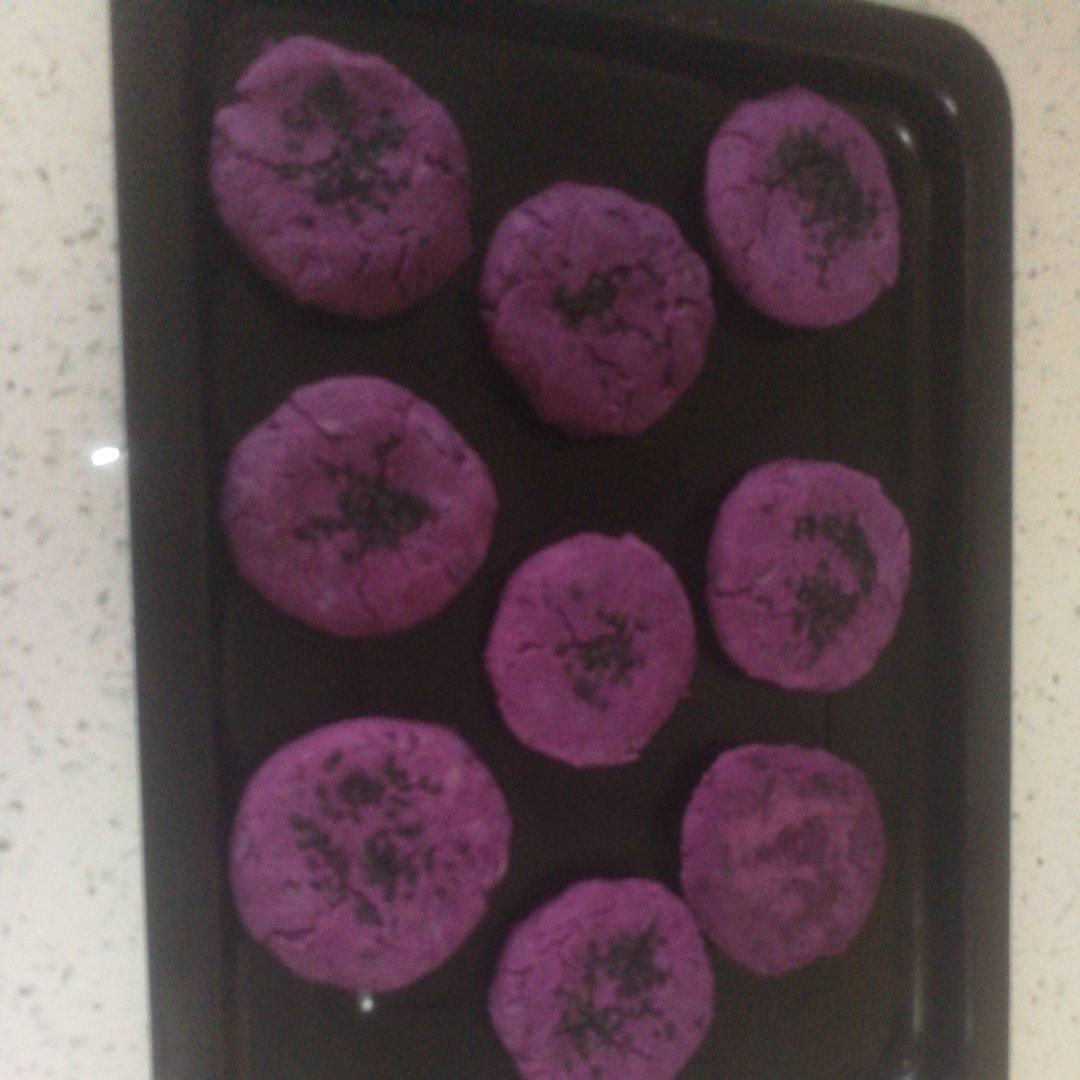 超快手不揉面不放油的低脂奶香紫薯饼