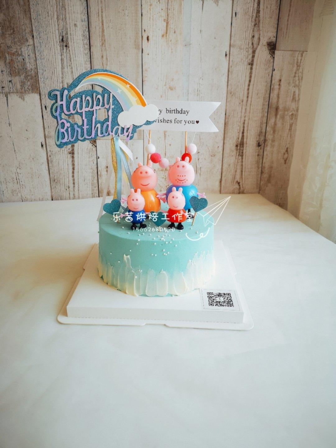 小猪佩奇卡通生日蛋糕