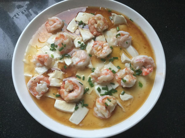 虾仁豆腐蒸水蛋