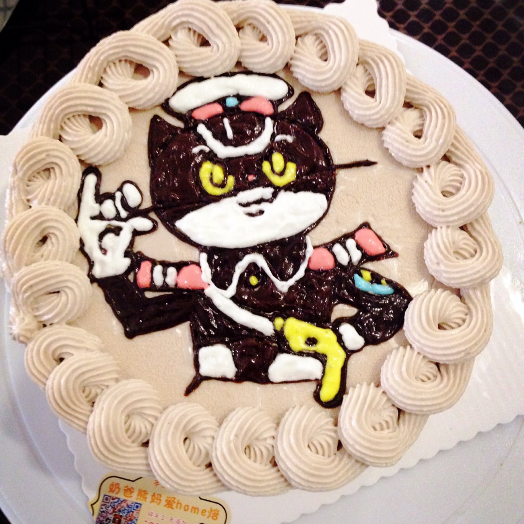 爱家烘培做的黑猫警长手绘卡通蛋糕