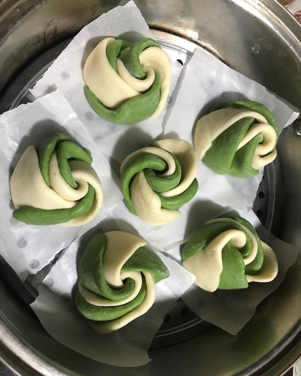 自制 艾叶（鼠曲草，糯米青，）馒头（刀切青馒头）