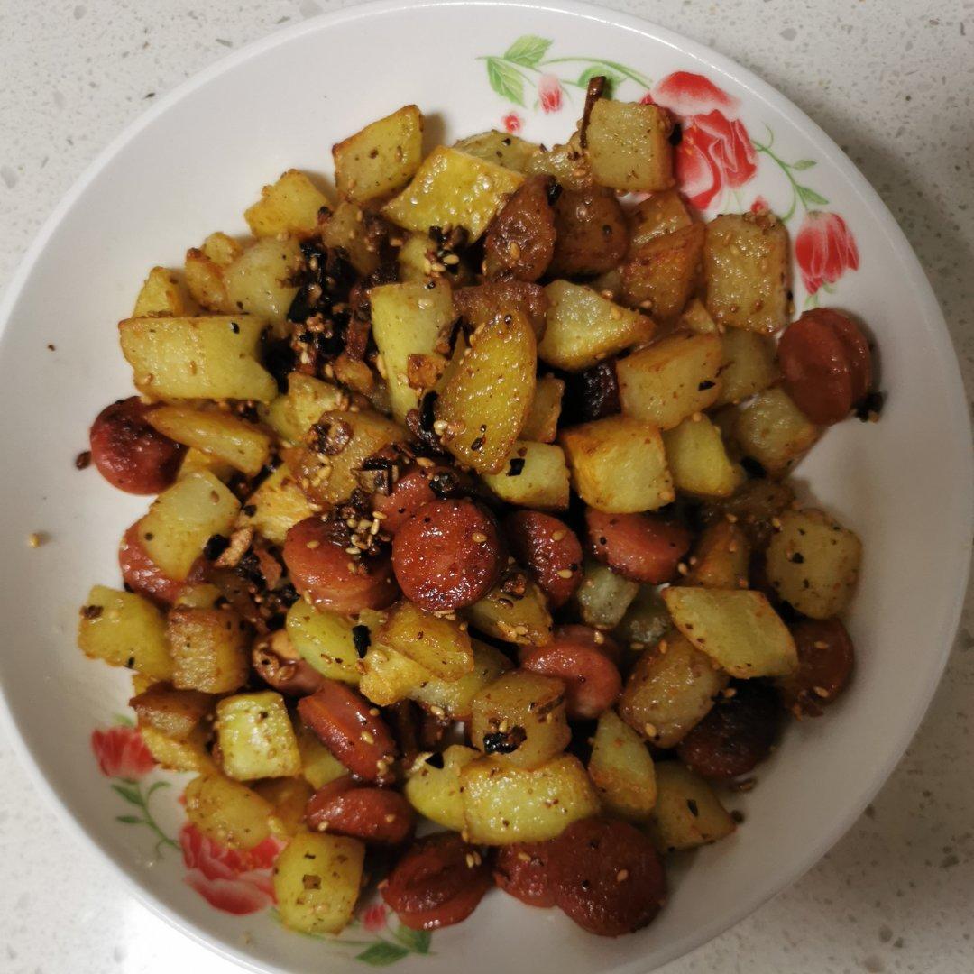 🔥秒杀路边摊❗️好吃到爆的孜然火腿土豆丁❗️