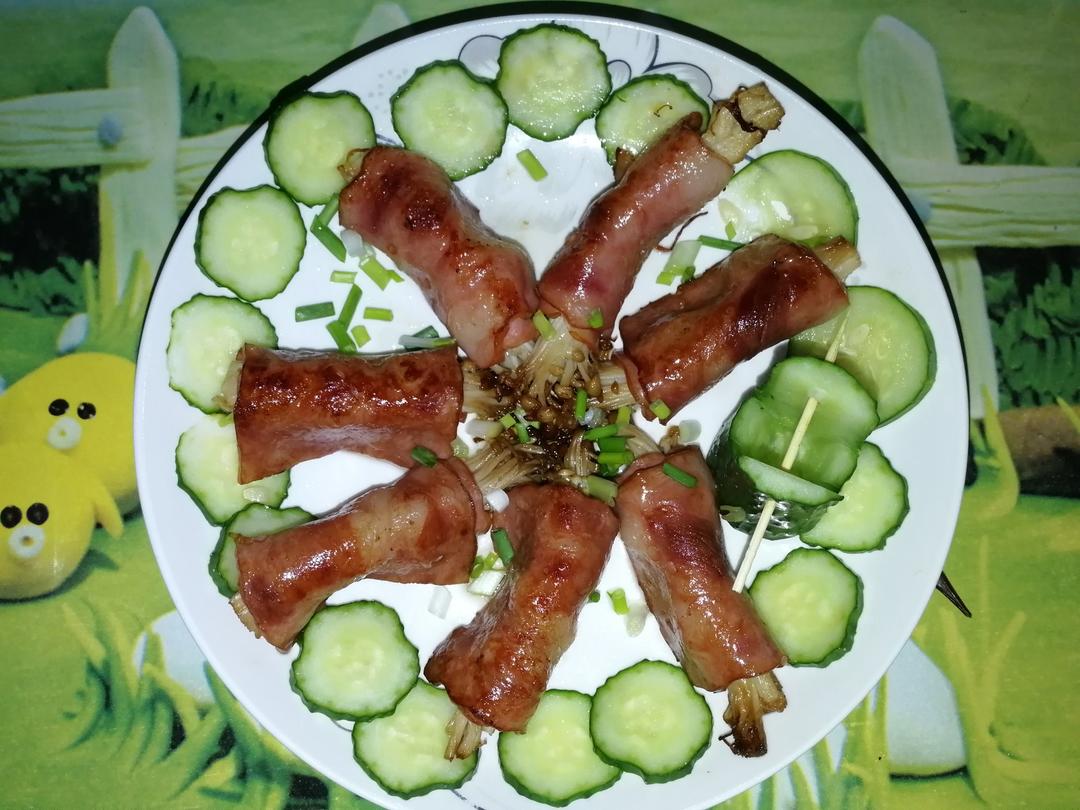 酱烤金针菇培根卷