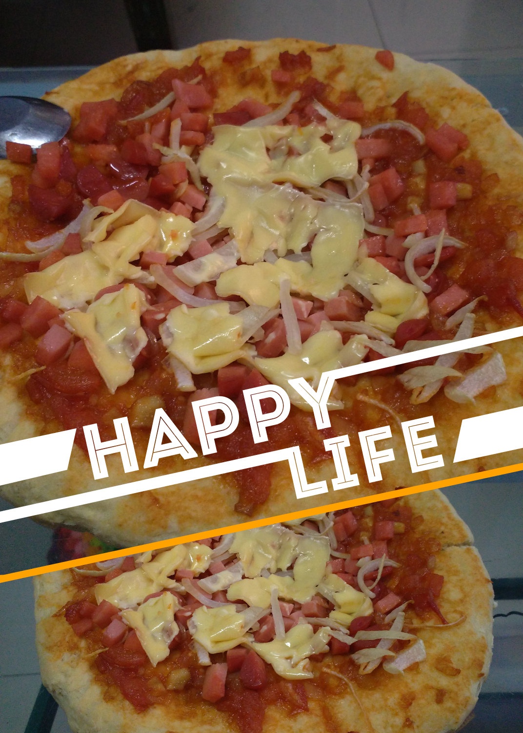 蘑菇火腿心花边比萨