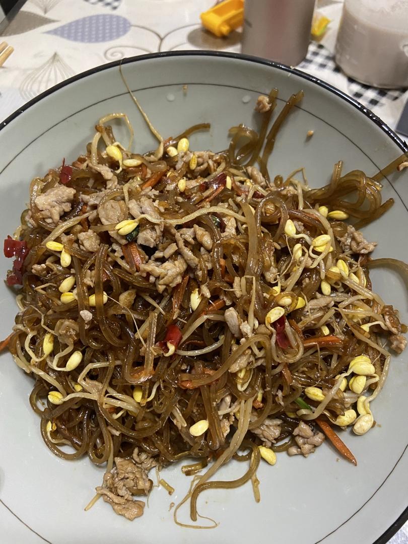 豆芽炒粉丝