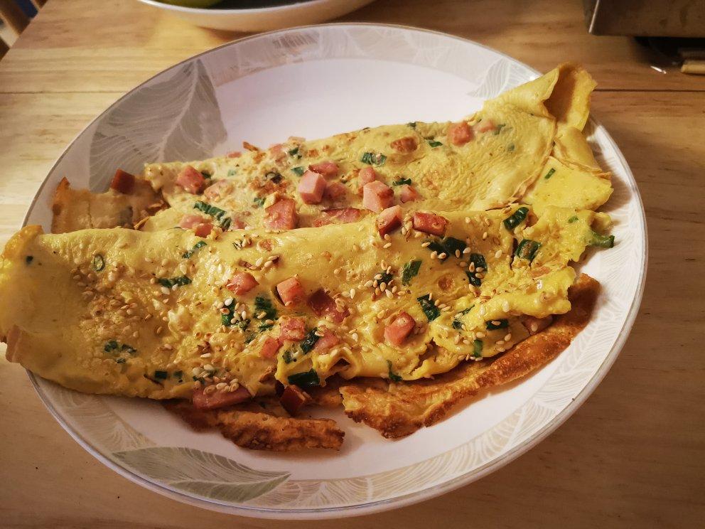 葱花火腿鸡蛋饼 快手营养早餐