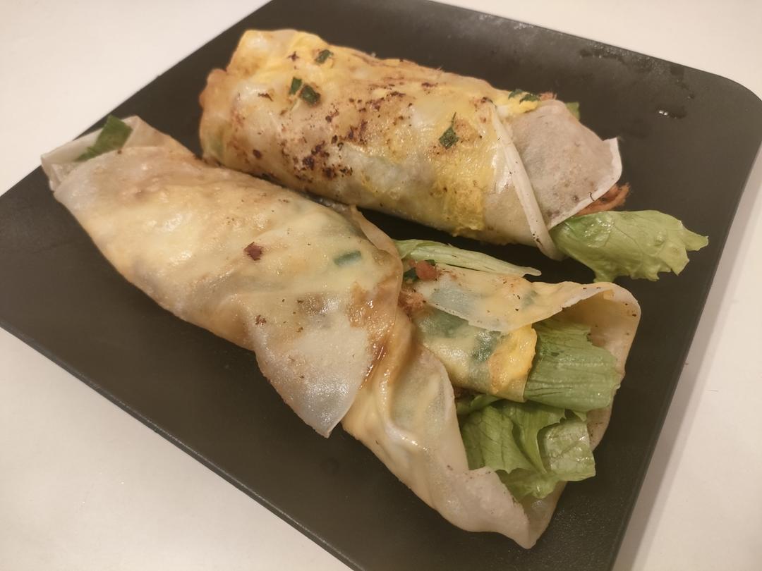 【煎饼果子】懒人平底锅版，10分钟搞定（鸡蛋葱花饼）