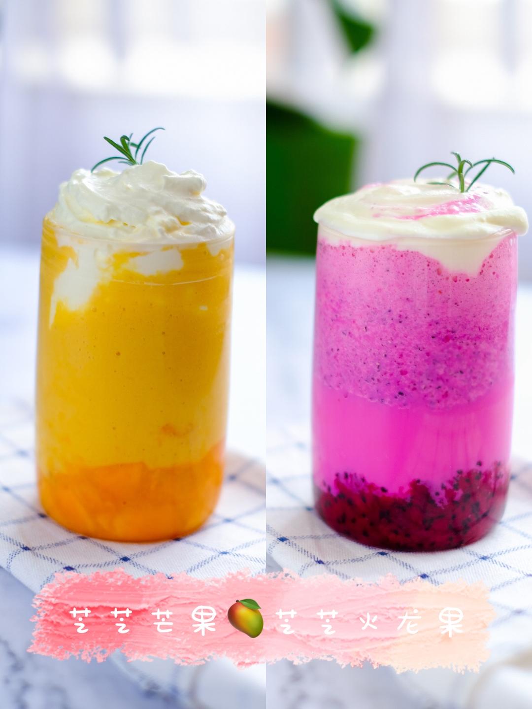 芝芝芒果+芝芝火龙果的做法