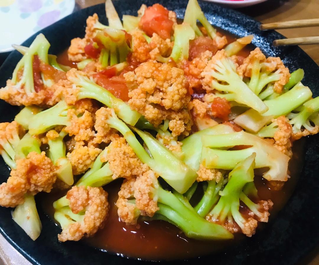 有机花菜炒西红柿