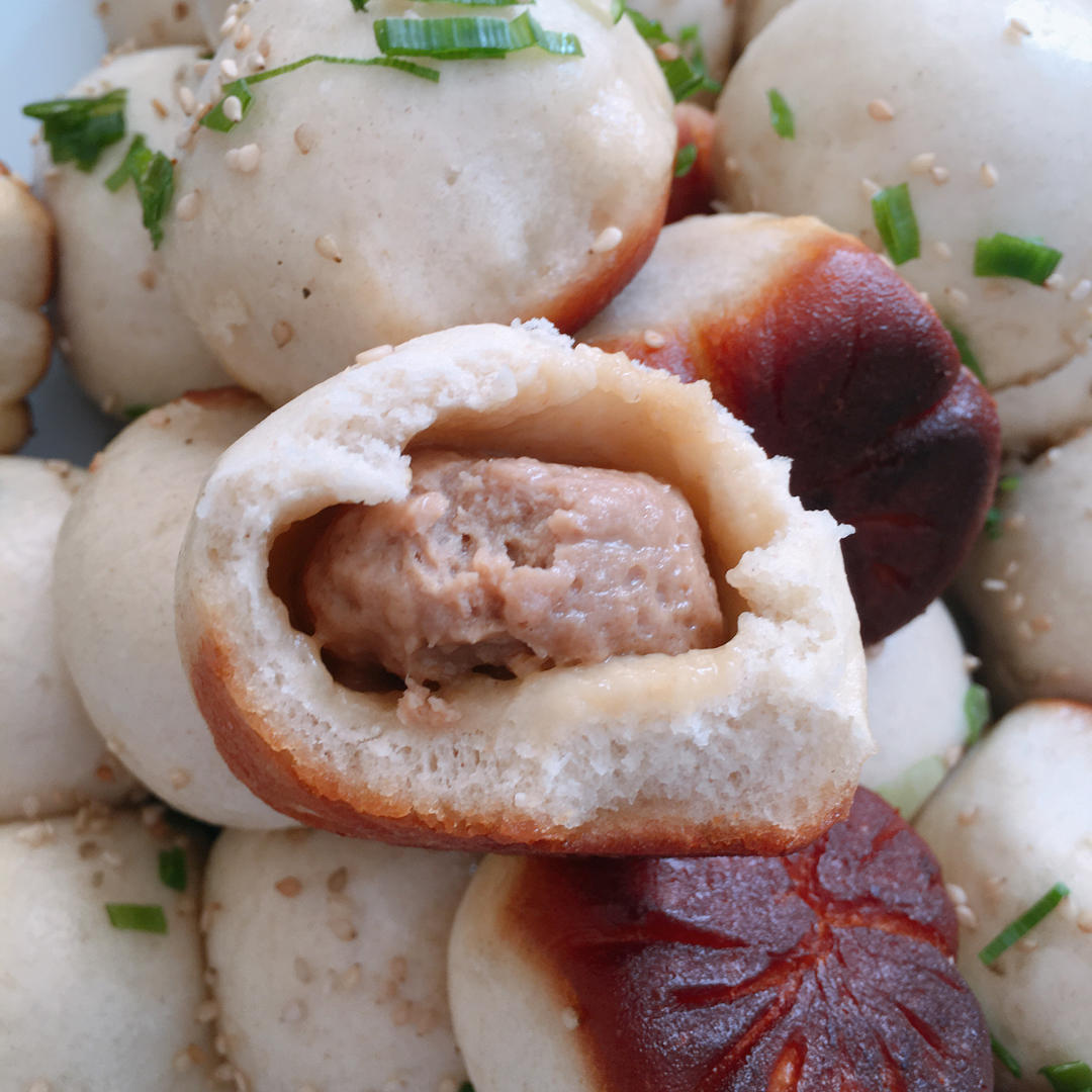 传统半发面脆底生煎包子