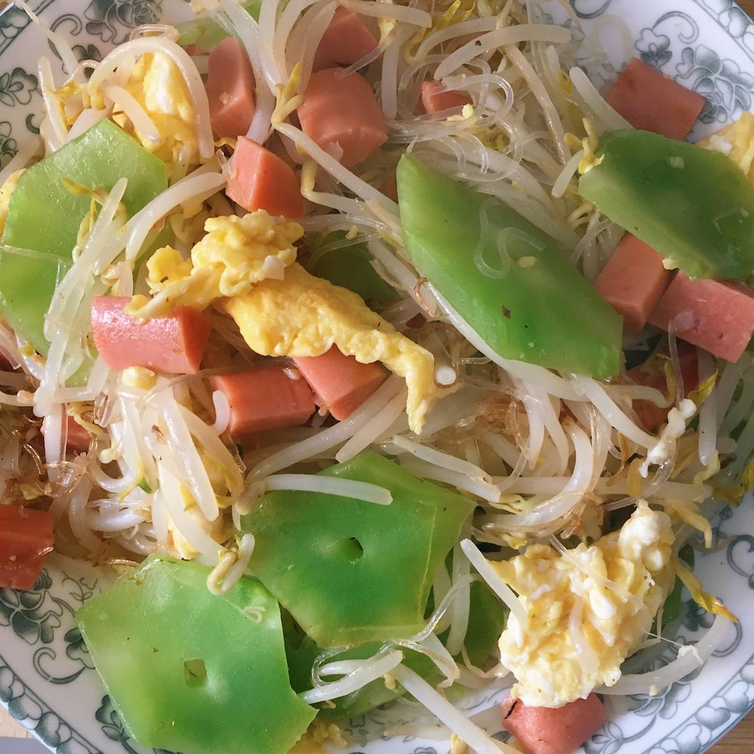 豆芽炒粉丝