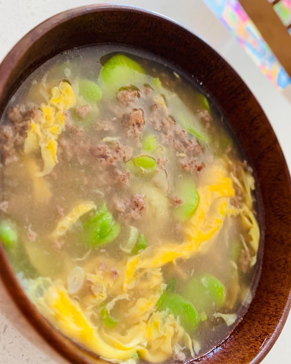 雪逸儿1228做的蚕豆肉末羹