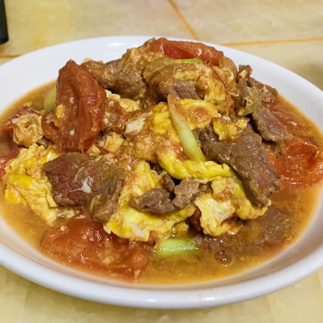 【番茄滑蛋牛肉】番茄炒蛋加了它，嫩滑鲜美大升级！