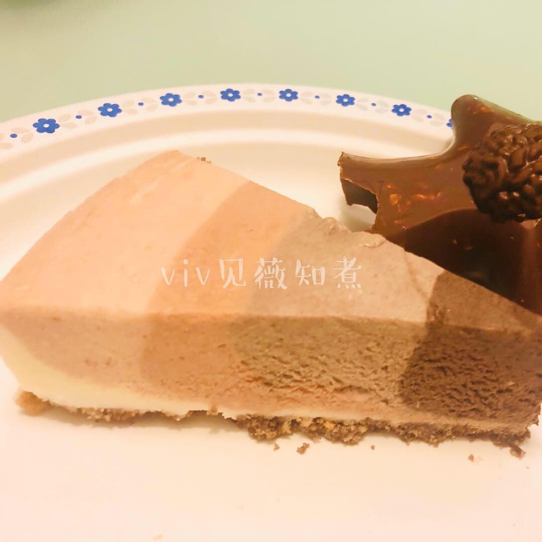 渐变巧克力乳酪（免烤，饼干底，固底脱模）