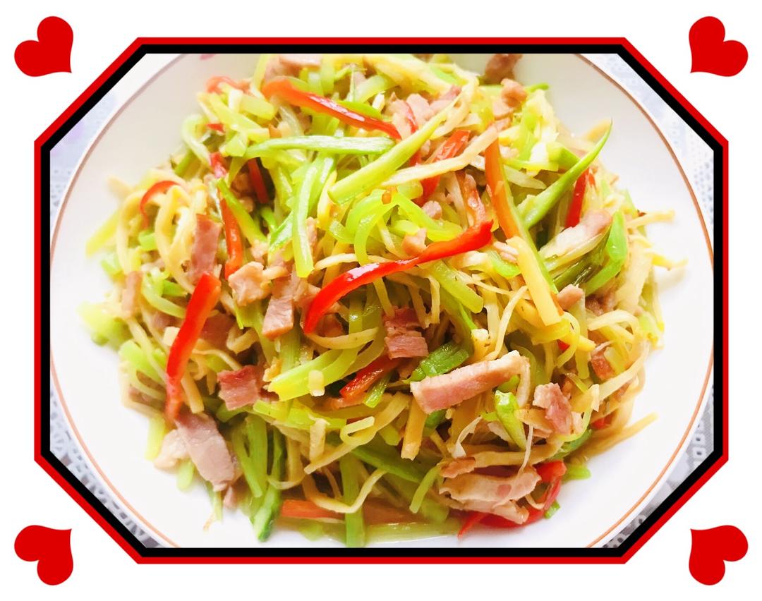 三笋丝(窝笋,春笋,芦笋)炒火腿丝的做法