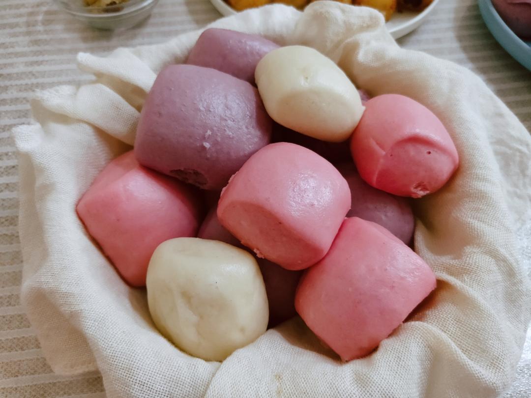 彩色馒头这样做‼️不变色‼️天然材料超安心