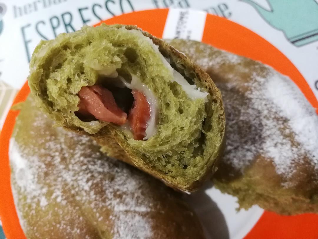 比原麦山丘还好吃的【抹茶麻薯古早味面包】肉松红豆沙
