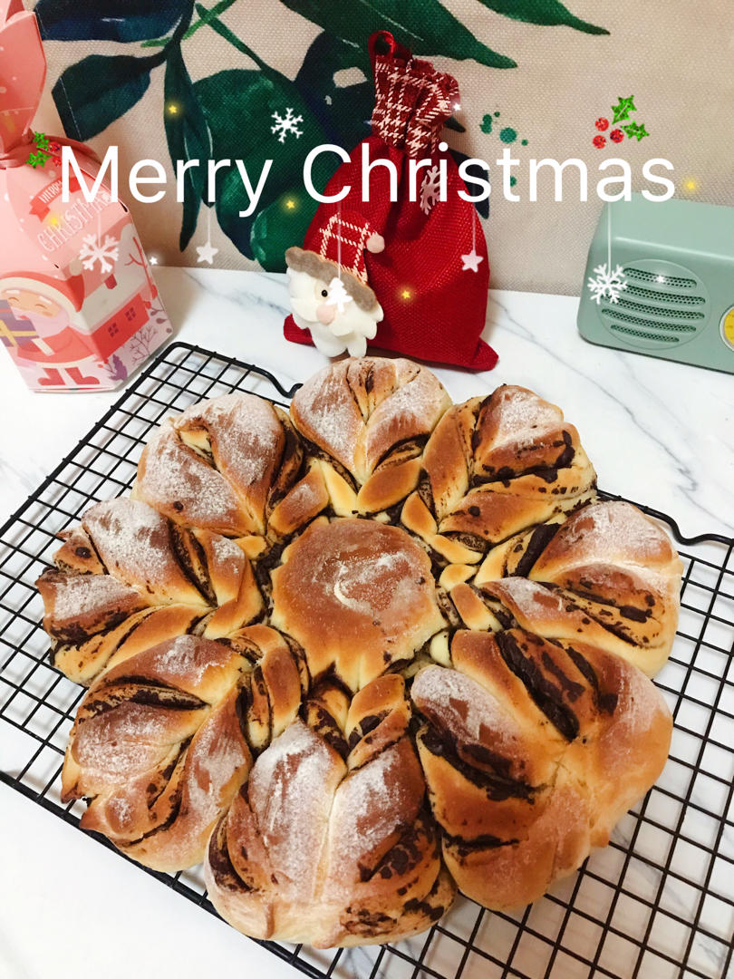 圣诞巧克力雪花面包