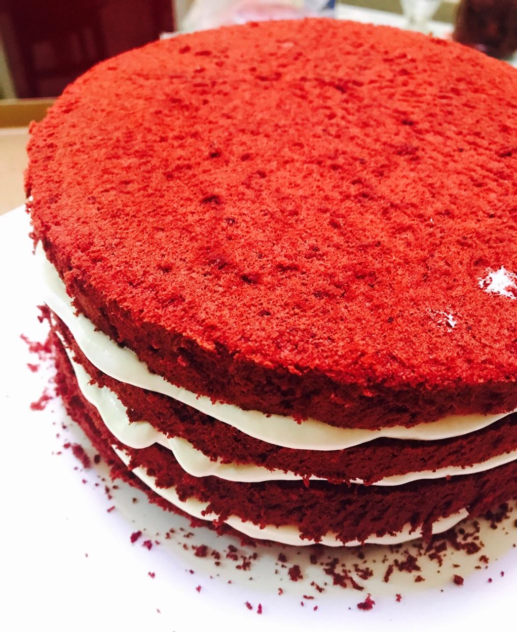 灰蒙蒙蘑菇酱推倒绿油油酱做的8寸红丝绒蛋糕