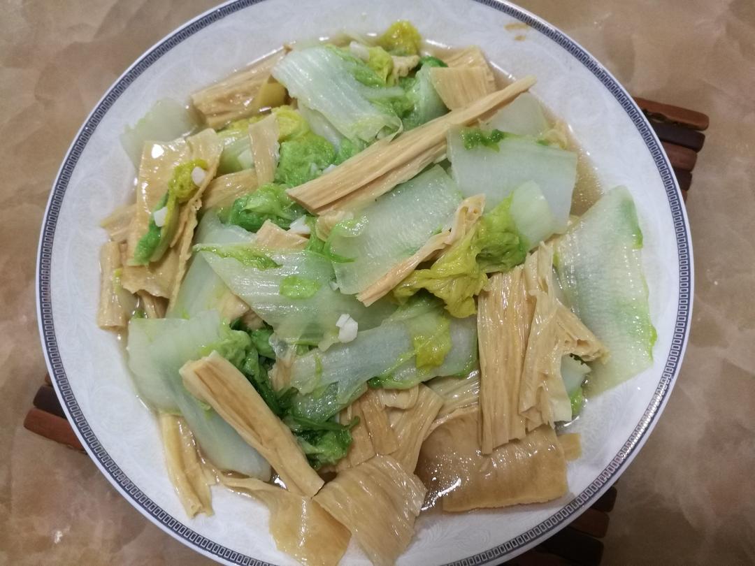 毛白菜炒腐竹