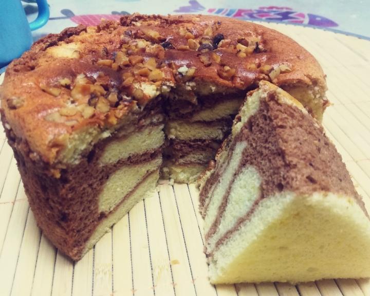 空气炸锅中（高）筋粉斑马纹巧克力戚风蛋糕（六寸）