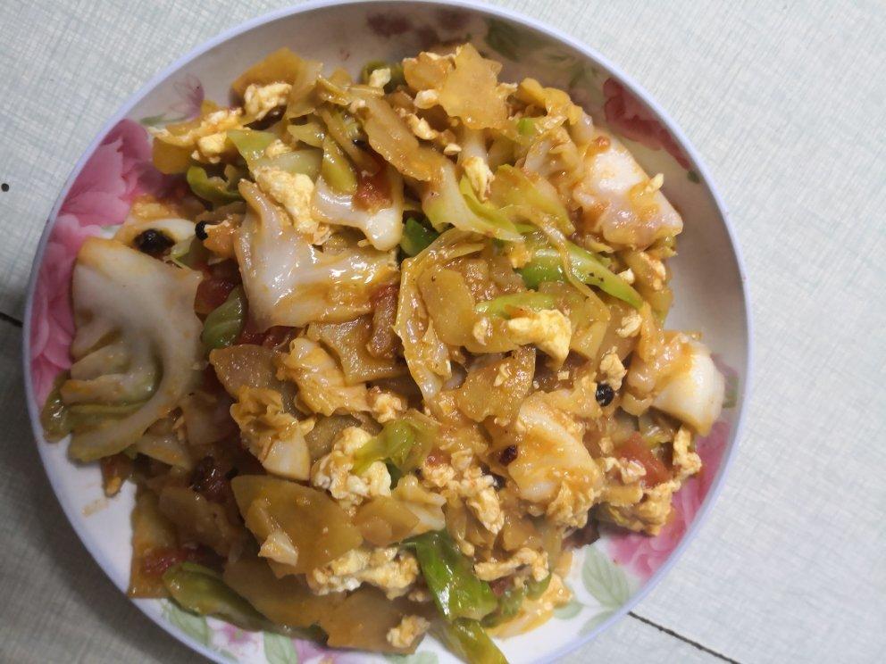 西红柿土豆洋白菜炒鸡蛋