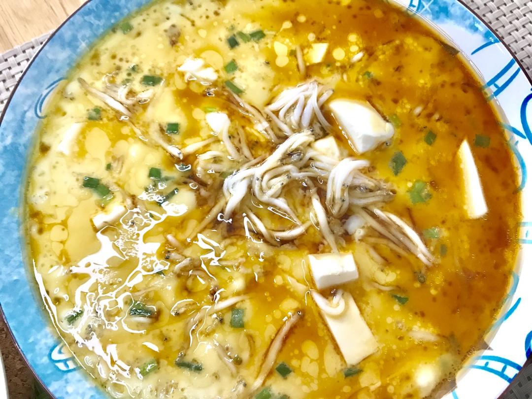 虾仁豆腐蒸水蛋