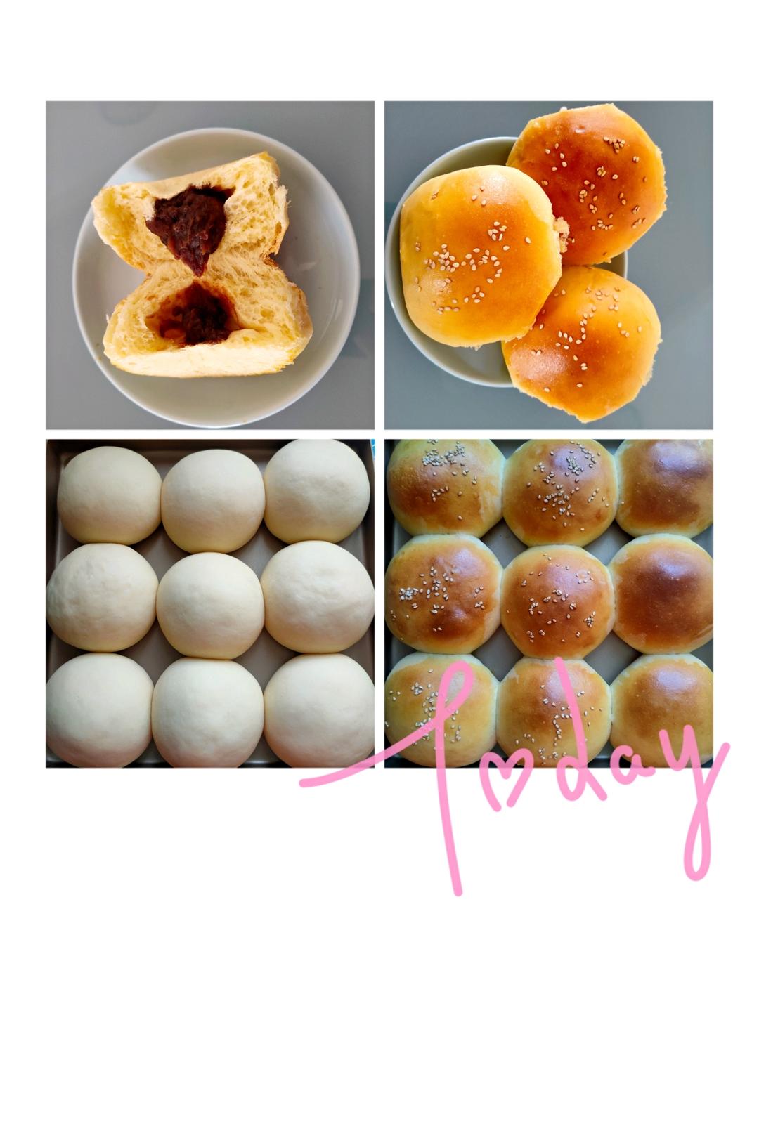 一次发酵豆沙肉松面包