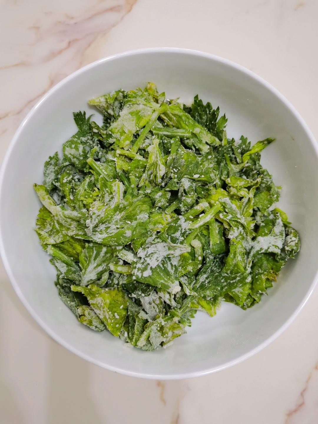 蒸芹菜叶（蒸野菜）