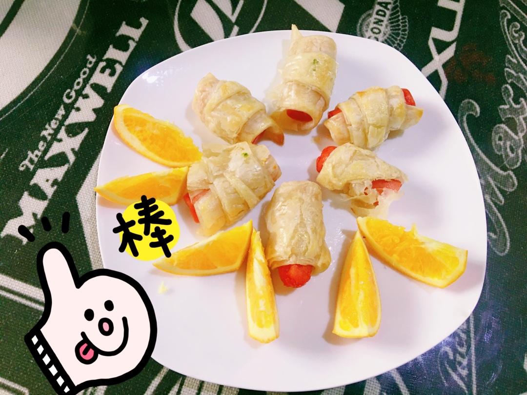 手抓饼裹香肠-烤箱版