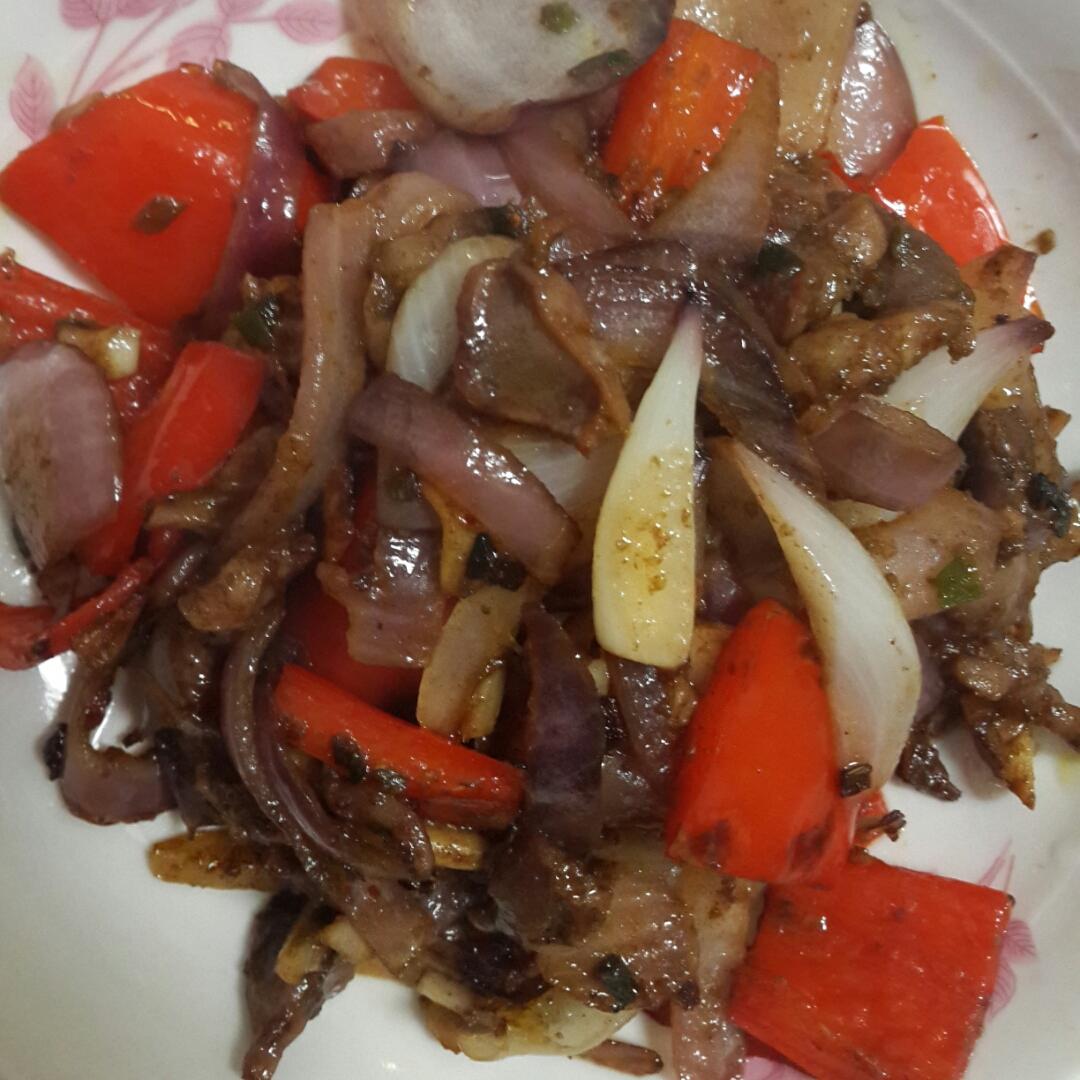 孜然洋葱炒鸡胗