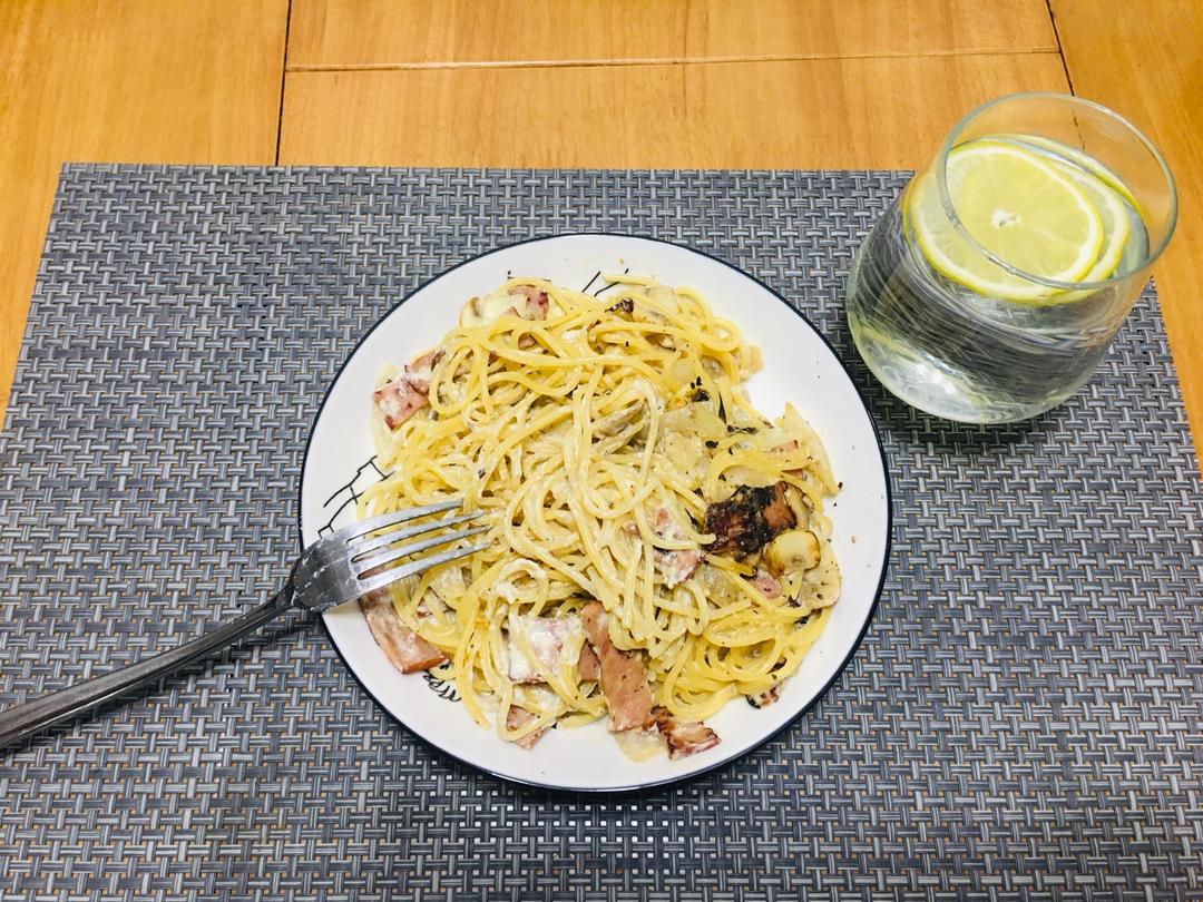 低卡伪白酱奶油培根蘑菇意大利面｜#Healthymeals# 减脂必撸02