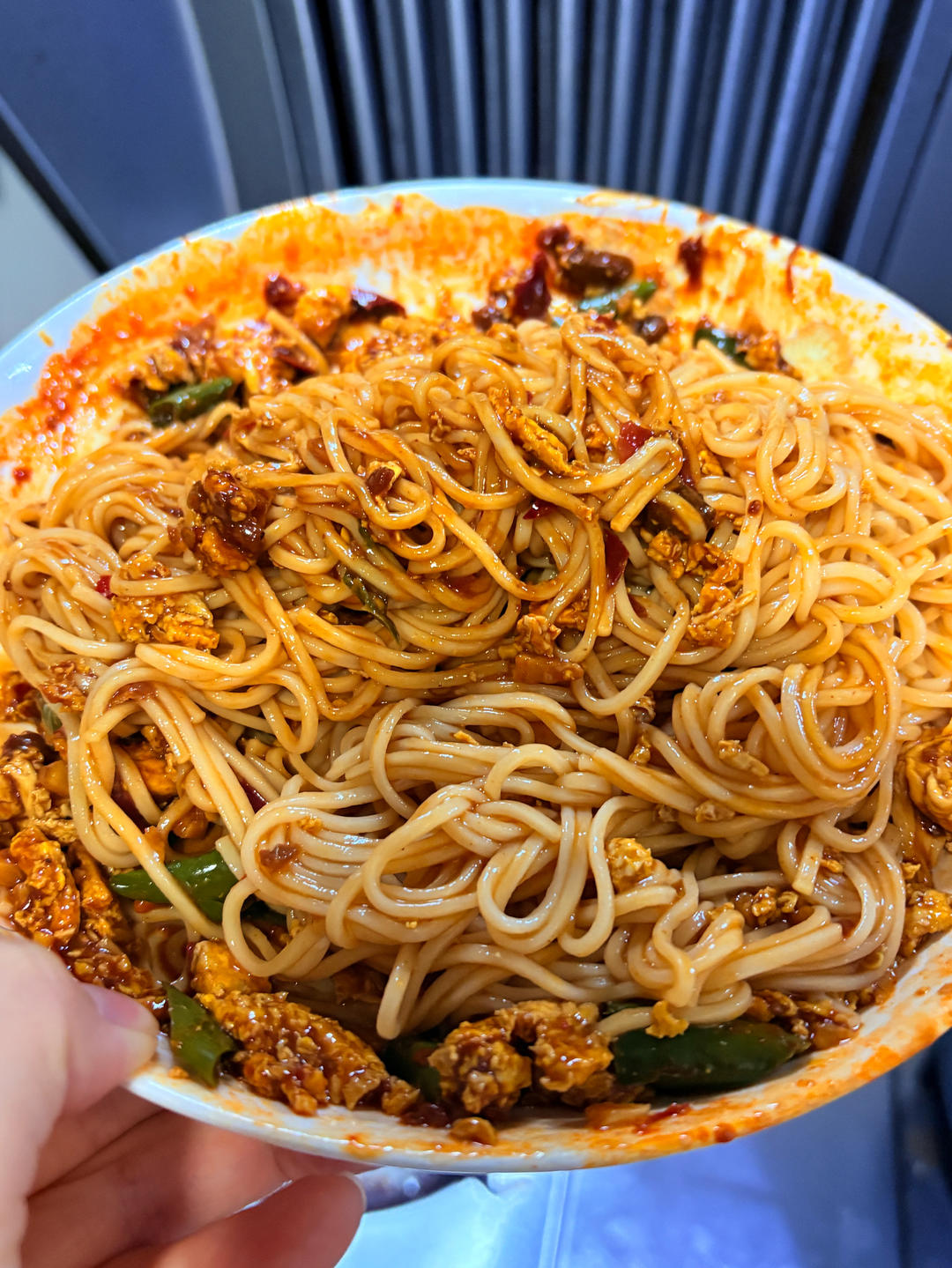 青椒鸡蛋拌面（主食，面条）