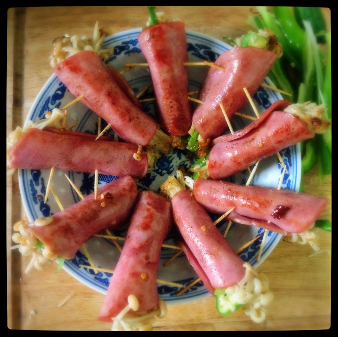 香煎培根金针菇卷