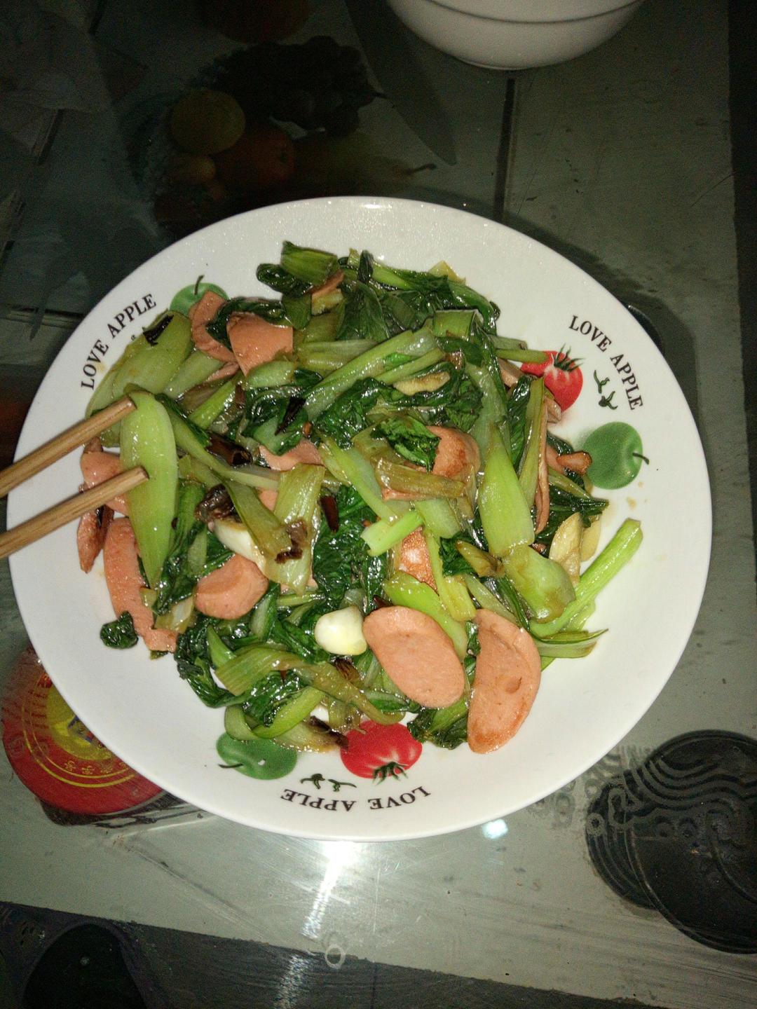 酸辣火腿小油菜的做法