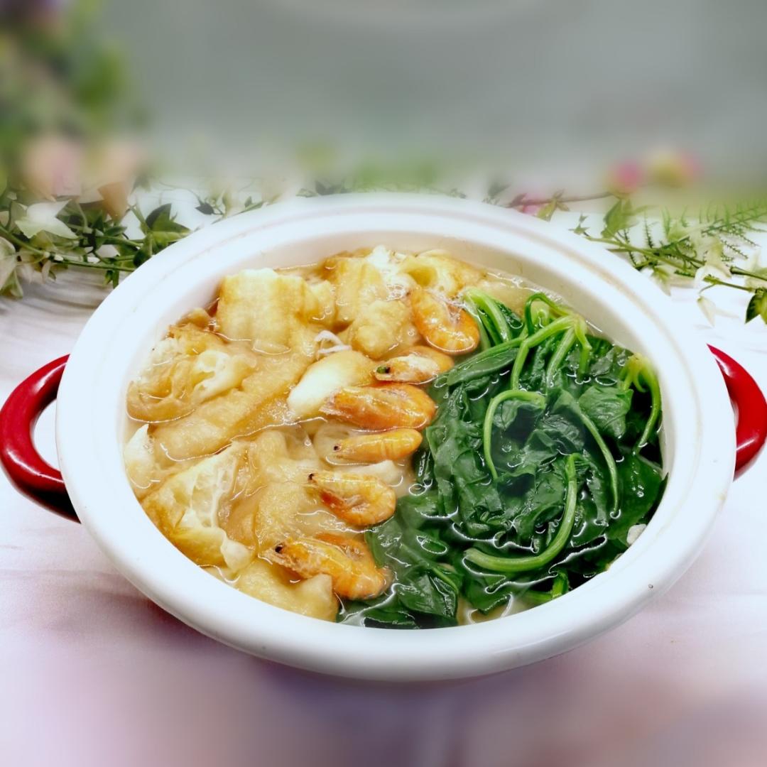 菠菜虾皮油条汤