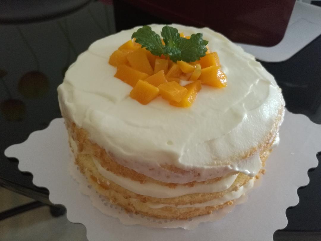 【零失败】不会裱花没关系的水果裸蛋糕 芒果裸蛋糕 完美戚风胚