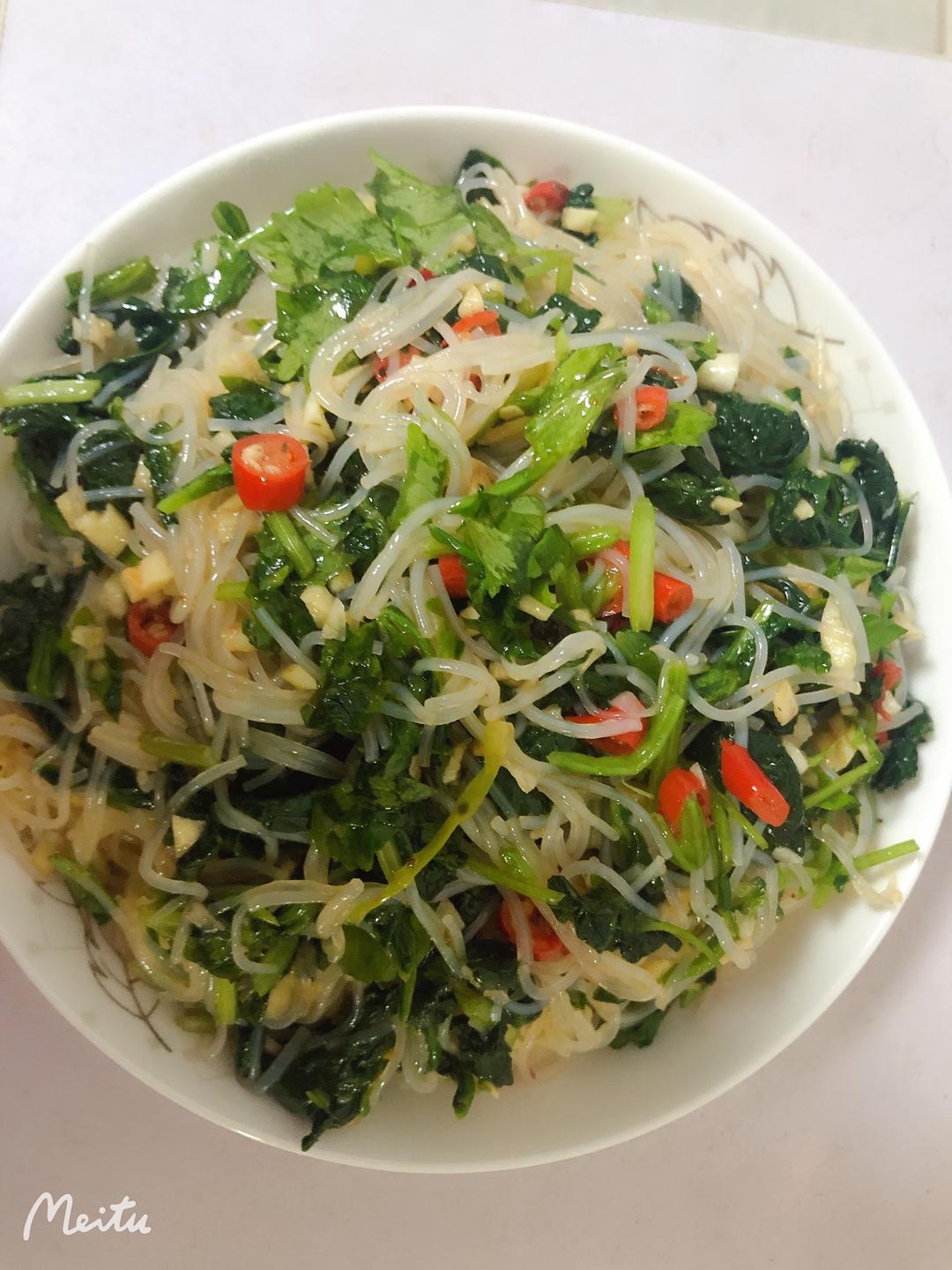 凉拌粉丝菠菜