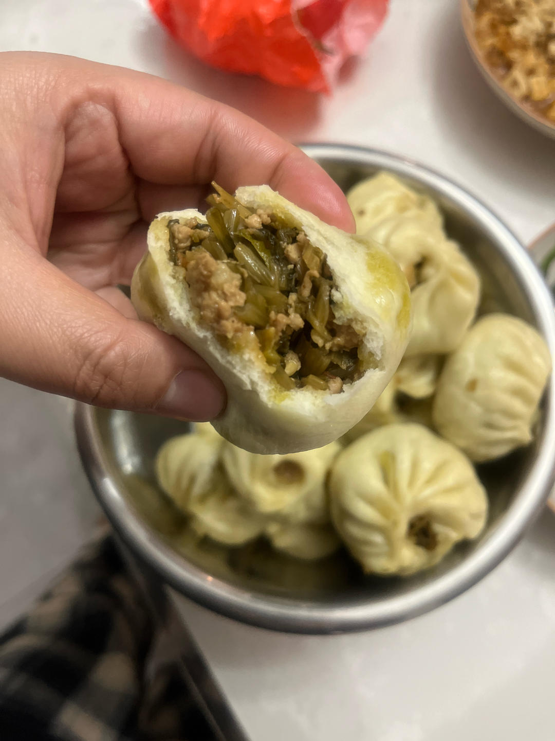 发面包子腌菜肉包+鲜肉包调馅儿