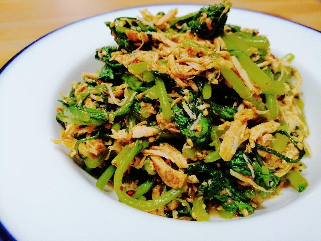 茼蒿拌鸡丝