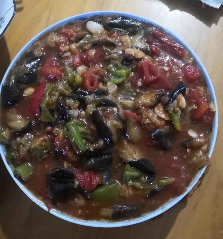 5分钟快手下饭菜#番茄炒茄子🍅番茄家族