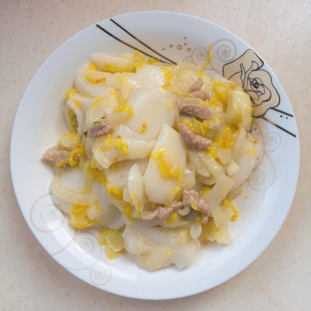 vivianpj做的黄芽菜肉丝炒年糕