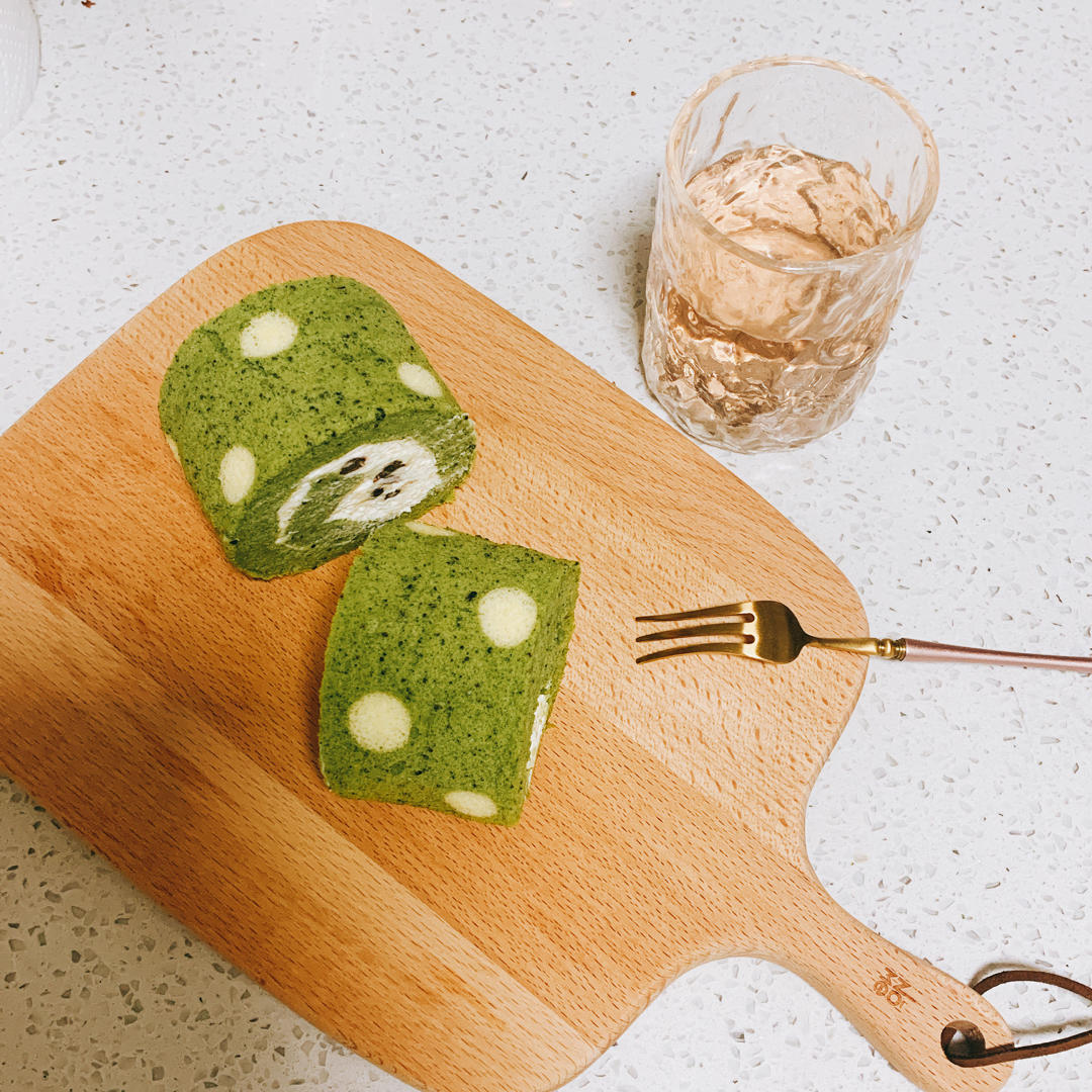 抹茶波点（条纹）蛋糕卷
