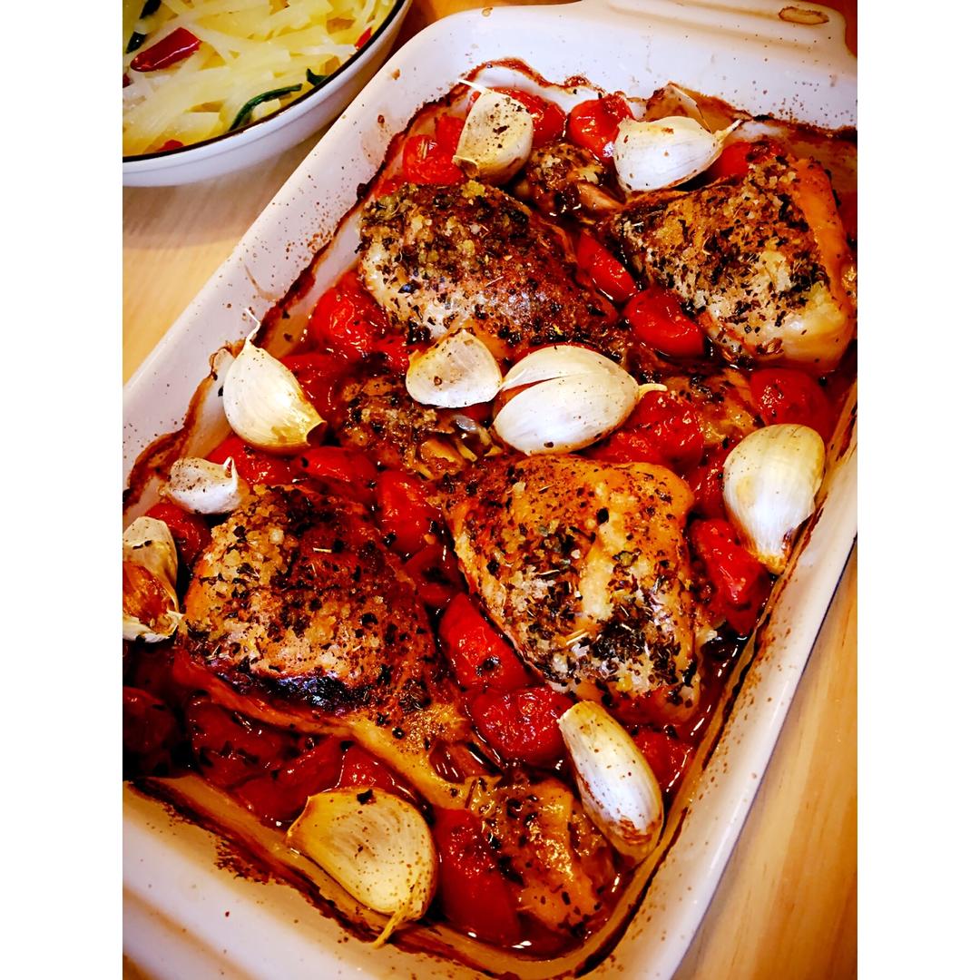 番茄大蒜香草烤鸡腿（庄祖宜）