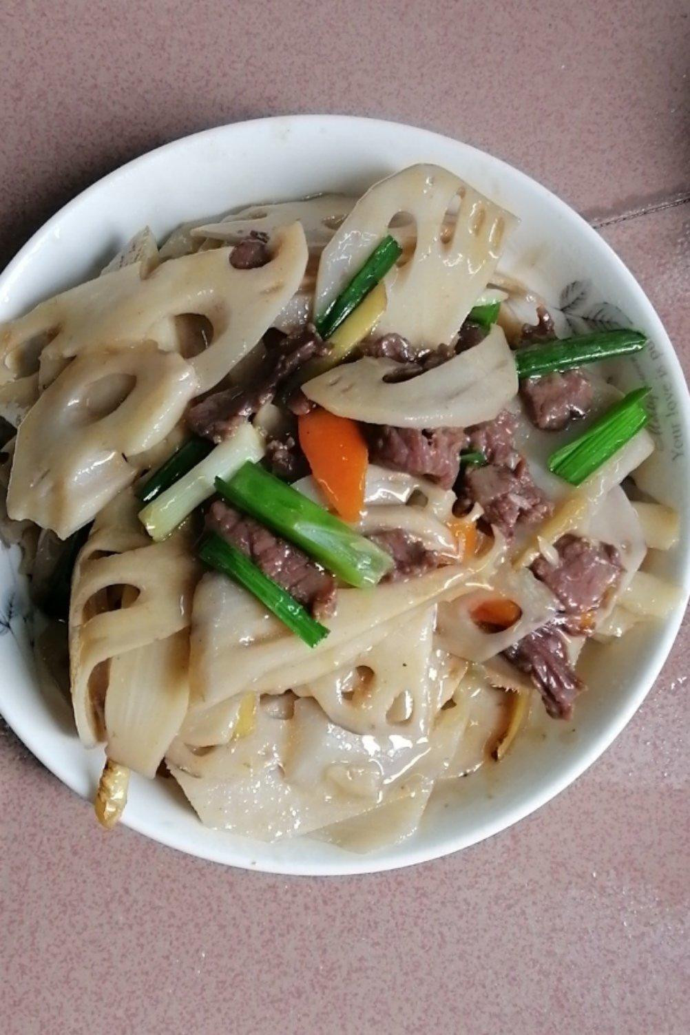 滑炒牛肉藕条 （家庭最快速、最简单入味的牛肉处理方法）