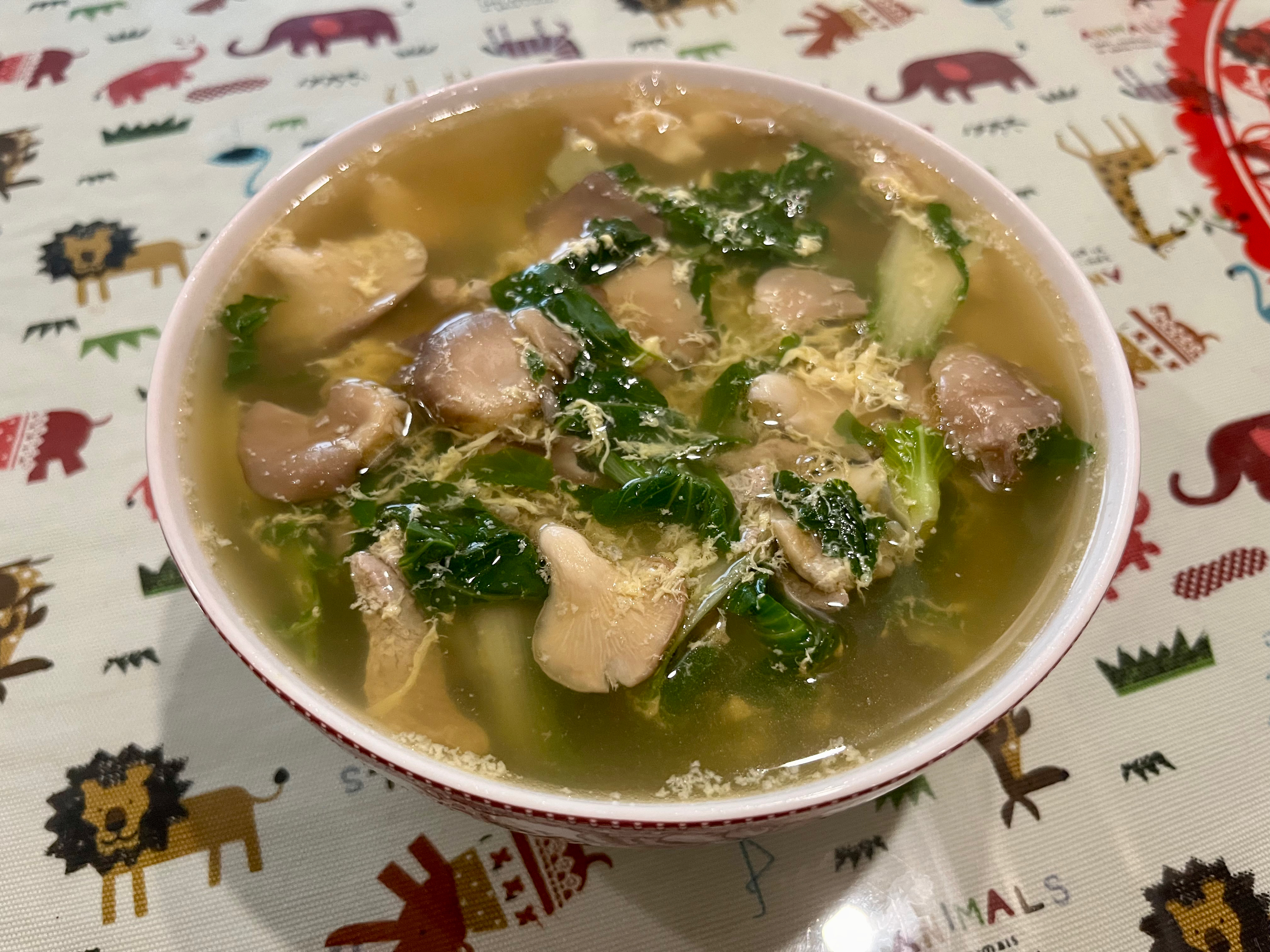 香菇油菜肉丝汤