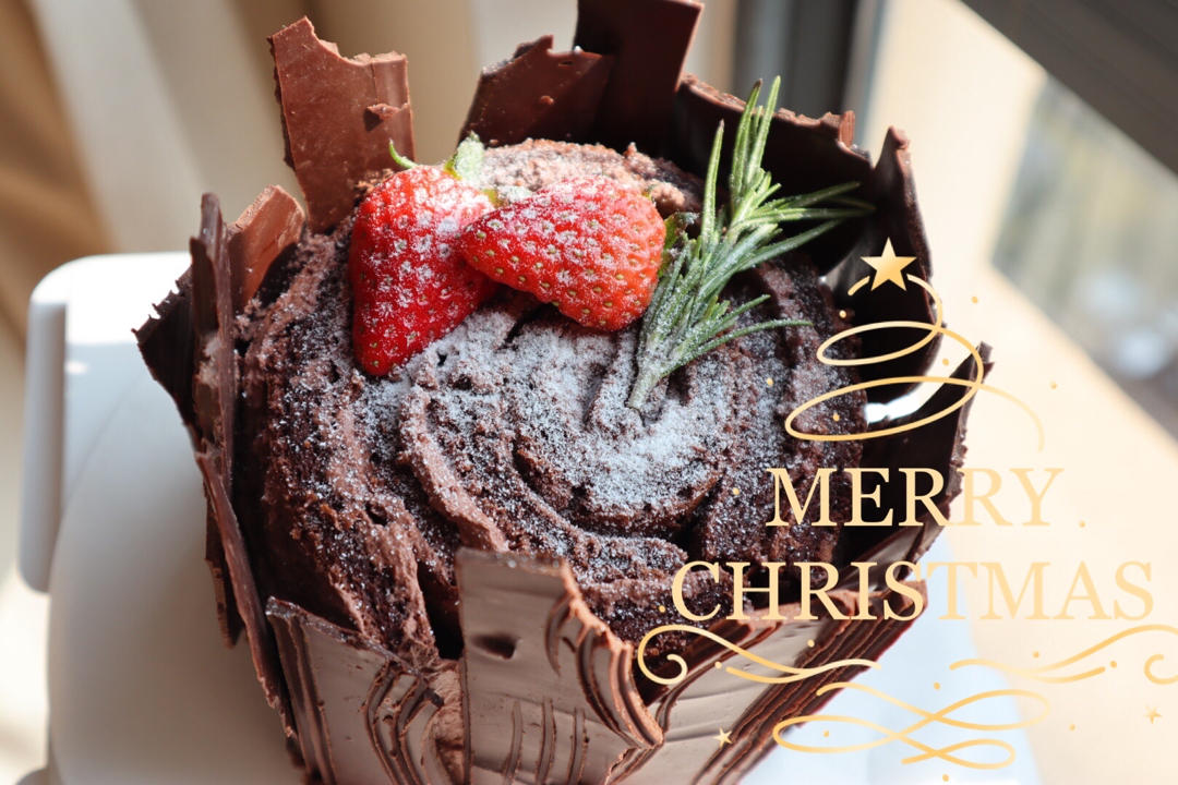 【圣诞树桩蛋糕】