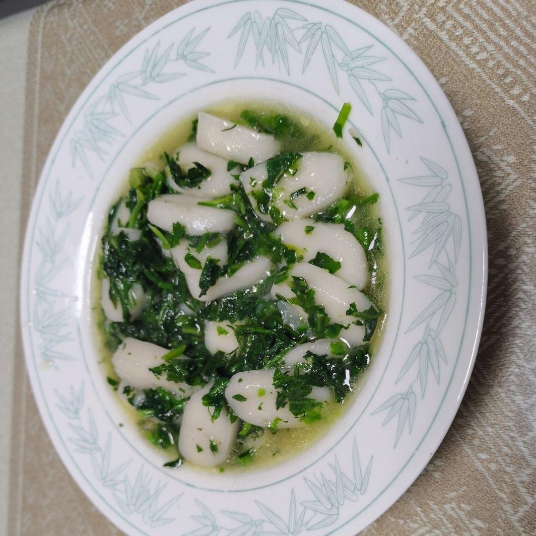 荠菜肉丝炒年糕