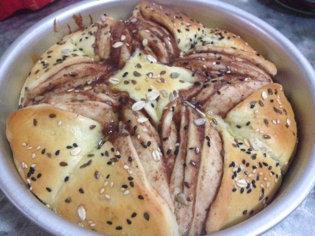 豆沙花式面包