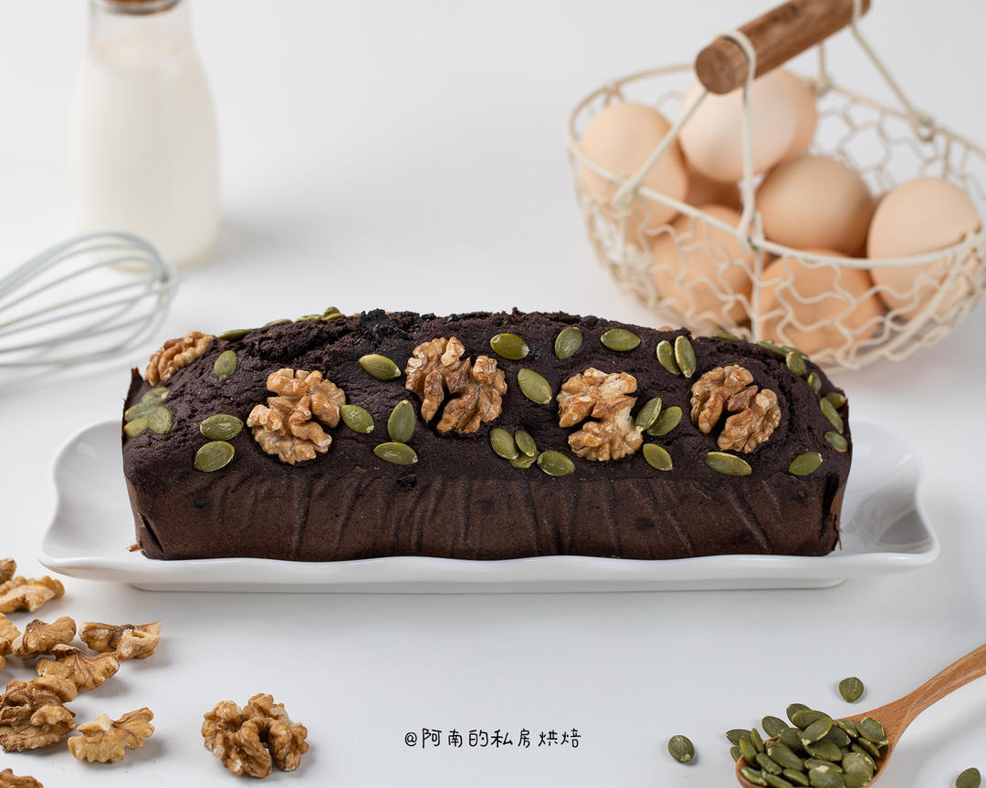 0糖0油黑全麦可可香蕉磅蛋糕！减肥解嘴馋必做！的做法